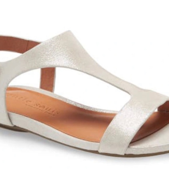 gentle souls Shimmery Pearl White T-Strap Sandal - Picture 3 of 12